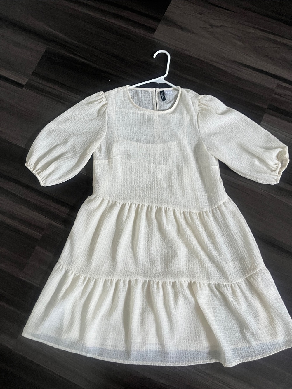 Girls' Cream Tiered Puff Sleeve Dress - Unbranded